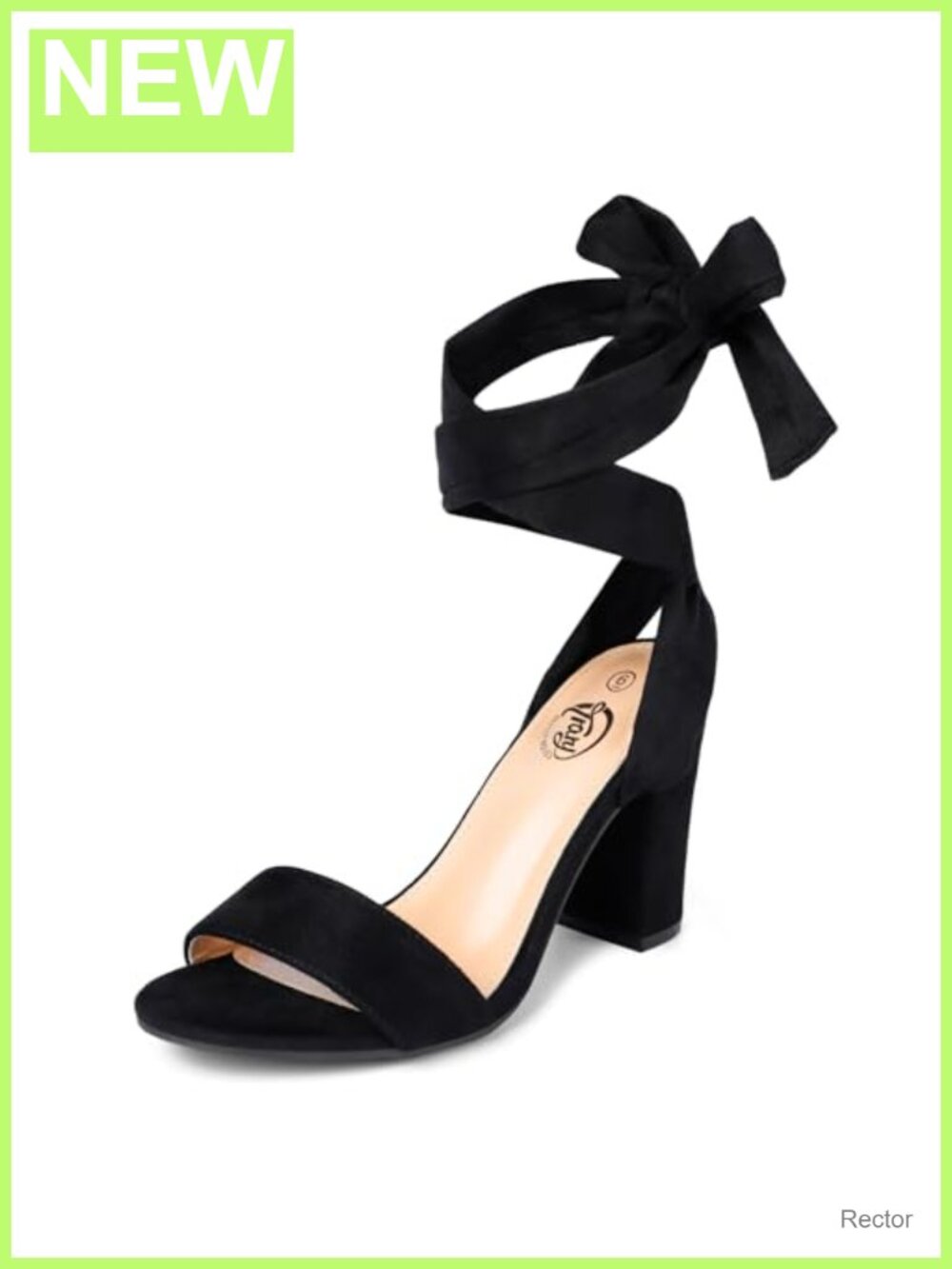 Lace Up Chunky Heels for Women - Suede Open Toe Platform Heels, Wide Width